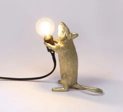 Lampe à poser, Mouse Lamp Step Standing, Souris, or, USB, L6cm, H14,5cm - Seletti