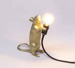 Lampe à poser, Mouse Lamp Step Standing, Souris, or, USB, L6cm, H14,5cm - Seletti