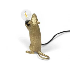 Lampe à poser, Mouse Lamp Step Standing, Souris, or, USB, L6cm, H14,5cm - Seletti