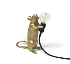 Lampe à poser, Mouse Lamp Step Standing, Souris, or, USB, L6cm, H14,5cm - Seletti