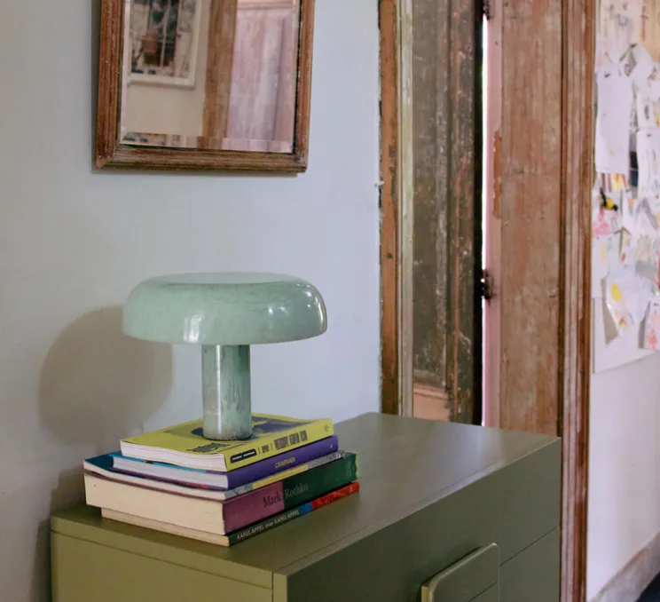 Lampe à poser, Mushroom, bleu menthe, Ø27cm, H20.5cm-HKLIVING