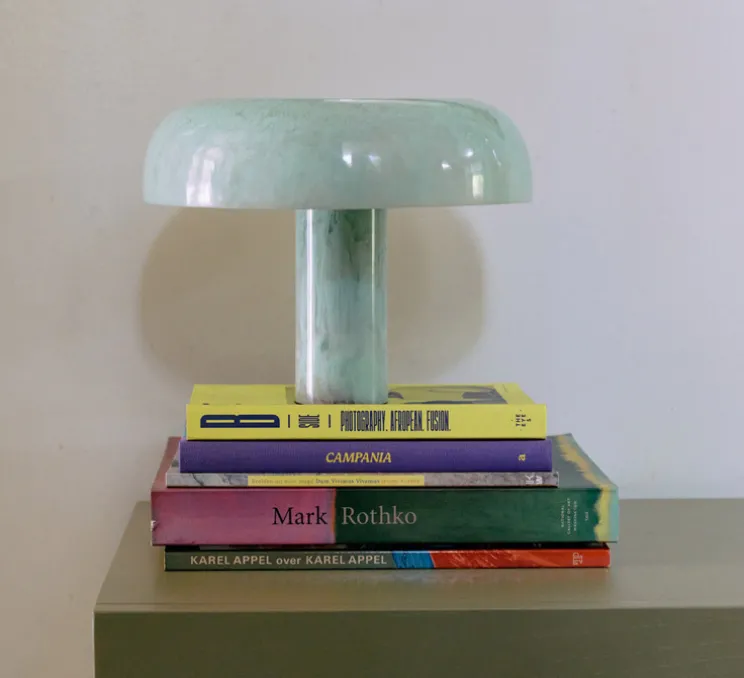 Lampe à poser, Mushroom, bleu menthe, Ø27cm, H20.5cm-HKLIVING