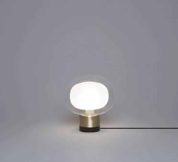 Lampe à poser, Nabila 552.36, noir matt, laiton brossé et verre transparent, IP40, Ø16cm, H17,5cm - Tooy