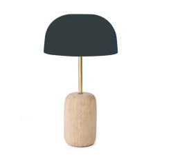 Lampe à poser, Nina, gris ardoise, chêne, laiton, Ø23cm, H41cm - Hartô