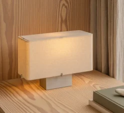 Lampe à poser, Nonna, Aluminium brossé, abat-jour sable, L34,5cm, H24cm - Audo Copenhagen