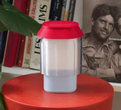 Lampe à poser, Nour, bleu ciel, blanc, rouge, L13cm, H20cm - Warren & Laetitia