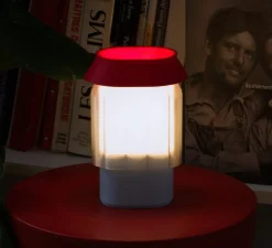 Lampe à poser, Nour, bleu ciel, blanc, rouge, L13cm, H20cm - Warren & Laetitia