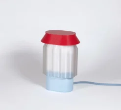 Lampe à poser, Nour, bleu ciel, blanc, rouge, L13cm, H20cm - Warren & Laetitia