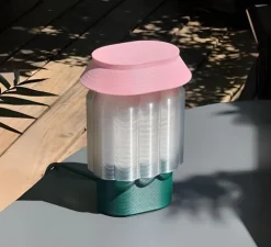 Lampe à poser, Nour, vert forêt, blanc, rose, L13cm, H20cm - Warren & Laetitia