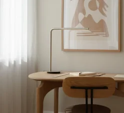 Lampe à poser, Omni, acier brossé, LED, dim, 3000K, 500 lm, L44,7cm, H45,9cm - Umage