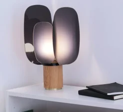 Lampe à poser, Ophelia Small, chêne, noir, Ø13,5cm, H31,5cm - Alma light