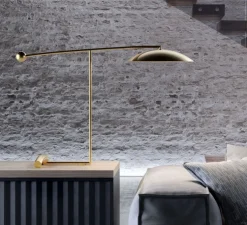 Lampe à poser, Orbit, laiton satiné, LED, dim, 3000k, 1480 lm, L56cm, H84cm - Lumen Center Italia