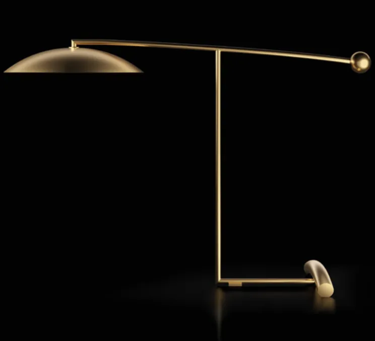 Lampe à poser, Orbit, laiton satiné, LED, dim, 3000k, 1480 lm, L56cm, H84cm - Lumen Center Italia