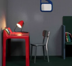 Lampe à poser ou applique murale, M3, Michel Mortier, rouge vermillon, L30,7cm, H33,8cm - Sammode