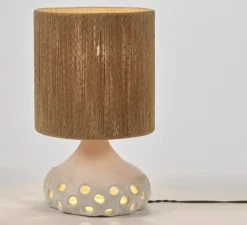 Lampe à poser, Oya 1, corps blanc, abat-jour brun, Ø25cm, H42cm - Serax