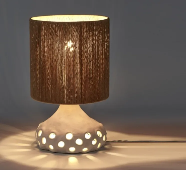 Lampe à poser, Oya 1, corps blanc, abat-jour brun, Ø25cm, H42cm - Serax