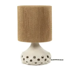 Lampe à poser, Oya 1, corps blanc, abat-jour brun, Ø25cm, H42cm - Serax