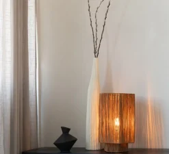 Lampe à poser, Panama L, marron, Ø24cm, H36cm - Good&Mojo