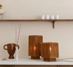 Lampe à poser, Panama L, marron, Ø24cm, H36cm - Good&Mojo