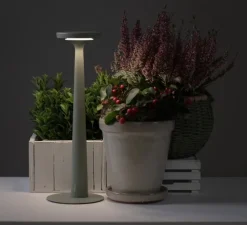 Lampe à poser, Papiria, vert sauge, LED, dim, 2700-3000-4000K, Ø12cm, H34cm - Karman