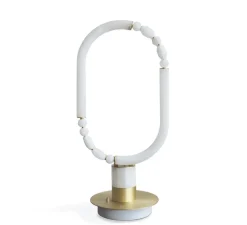 Lampe à poser, Pearl S, laiton satiné, albâtre, LED, 2700K, 2370 lm, TRIAC, L36cm, H79cm - AME EDITIONS MANUFACTUREES