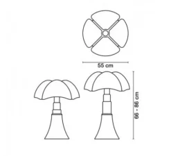 Lampe à poser, PIPISTRELLO, Marron foncé, dim, 2700K, 1400lm, Ø55cm, H86cm - Martinelli-luce