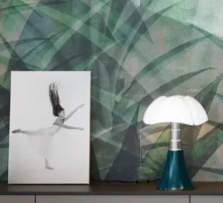 Lampe à poser, Pipistrello Medium, vert foncé, LED, 2700K, 850 lm, variation, H62cm, Ø40cm - Martinelli Luce