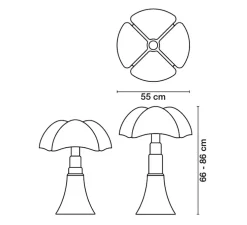 Lampe à poser, PIPISTRELLO, variateur LED, blanc, Ø55cm, H86cm - Martinelli