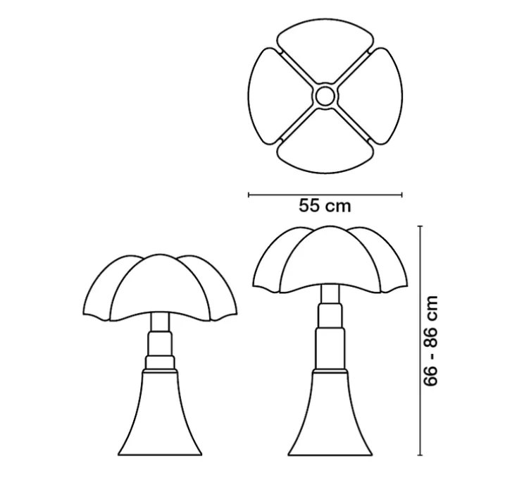 Lampe à poser, PIPISTRELLO, variateur LED, blanc, Ø55cm, H86cm - Martinelli