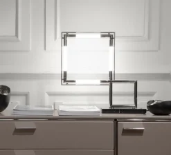 Lampe à poser, Quadro, chrome, noir marquina, Led, 2700K, 2000lm, L60cm, H58cm - LUMEN CENTER ITALIA