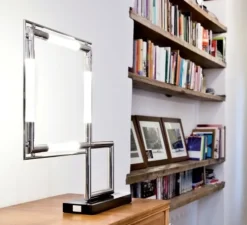 Lampe à poser, Quadro, chrome, noir marquina, Led, 2700K, 2000lm, L60cm, H58cm - LUMEN CENTER ITALIA