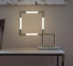 Lampe à poser, Quadro, laiton, marbre blanc, LED, dim, 2700k, 2000 lm, L60cm, H58cm - Lumen Center Italia