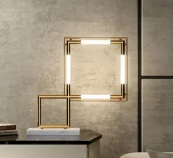 Lampe à poser, Quadro, laiton, marbre blanc, LED, dim, 2700k, 2000 lm, L60cm, H58cm - Lumen Center Italia