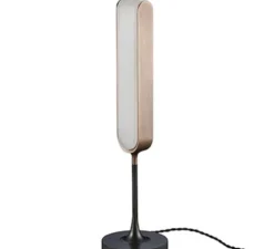 Lampe à poser, Quatre Cent Quarante, Bronze patiné et blanc albâtre, LED, 2700K, 100 lm, L6,1cm, H50cm - Entrelacs