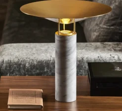 Lampe à poser, Rebound, Marbre blanc, Ø40cm, H39,4cm - Carpyen