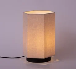 Lampe à poser, Roxi, crème, base noire, Ø22cm, H34,5cm - Robin
