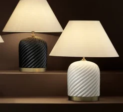 Lampe à poser, Savona, blanc, laiton, L58cm, H66cm - Eichholtz