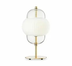 Lampe à poser, Shahin, Opal, doré, transparent, Ø23cm, H43cm - Design by us