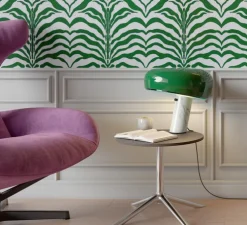 Lampe à poser, Snoopy, métal vert et marbre blanc, Ø39,4cm, H36,9cm - Flos