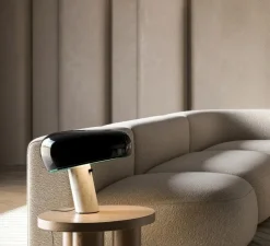 Lampe à poser, Snoopy, métal noir et marbre blanc, Ø39,4cm, H36,9cm - Flos