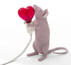 Lampe à poser, Souris, Mouse Lamp Step Standing Love Edition, rose, L13,3cm, H14,5cm - Seletti