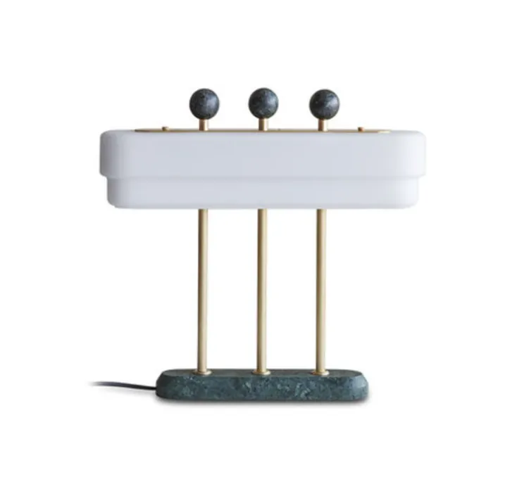 Lampe à poser, Spate, laiton, marbre guatemala, L44cm, H40cm - Bert Frank