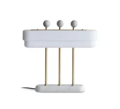 Lampe à poser, Spate, laiton, marbre carrara, L44cm, H40cm - Bert Frank