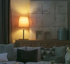 Lampe à poser, STOOD, bois, noir, LED, Ø27cm, H71cm - Faro