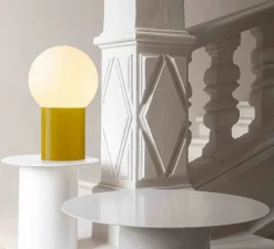 Lampe à poser, Sœur, small, RAL 1018, jaune zinc, Ø35cm, H56cm - LAURENCE DU TILLY