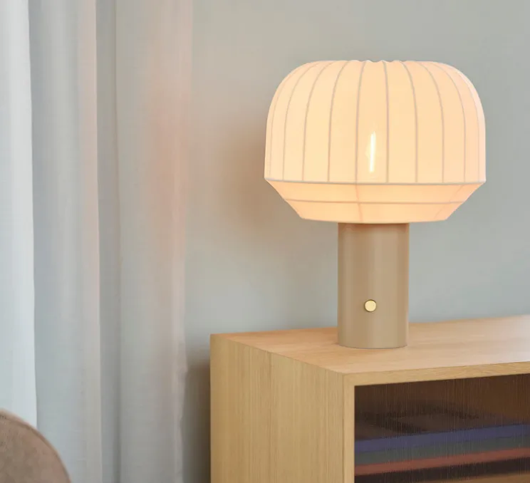 Lampe à poser, Table, Tradition, Gris, beige, Ø37cm, H49cm - Northern