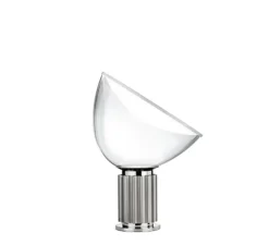 Lampe à poser, Taccia Small Verre, argent anodisé, LED, 2700K, 800lm, Ø37,3cm, H48,5cm - Flos