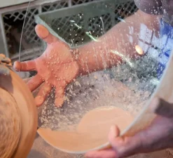 Lampe à poser, Taccia Verre, argent anodisé, LED, 2700K, 1400lm, Ø49,5cm, H64,5cm - Flos