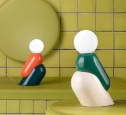 Lampe à poser, Tata C2820, vert Bali et crème, L8,6cm, H22,2cm - Ferroluce