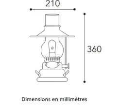 Lampe à poser, Taverna 1616, Cuivre laiton vieilli, L21cm, H36cm - Moretti Luce